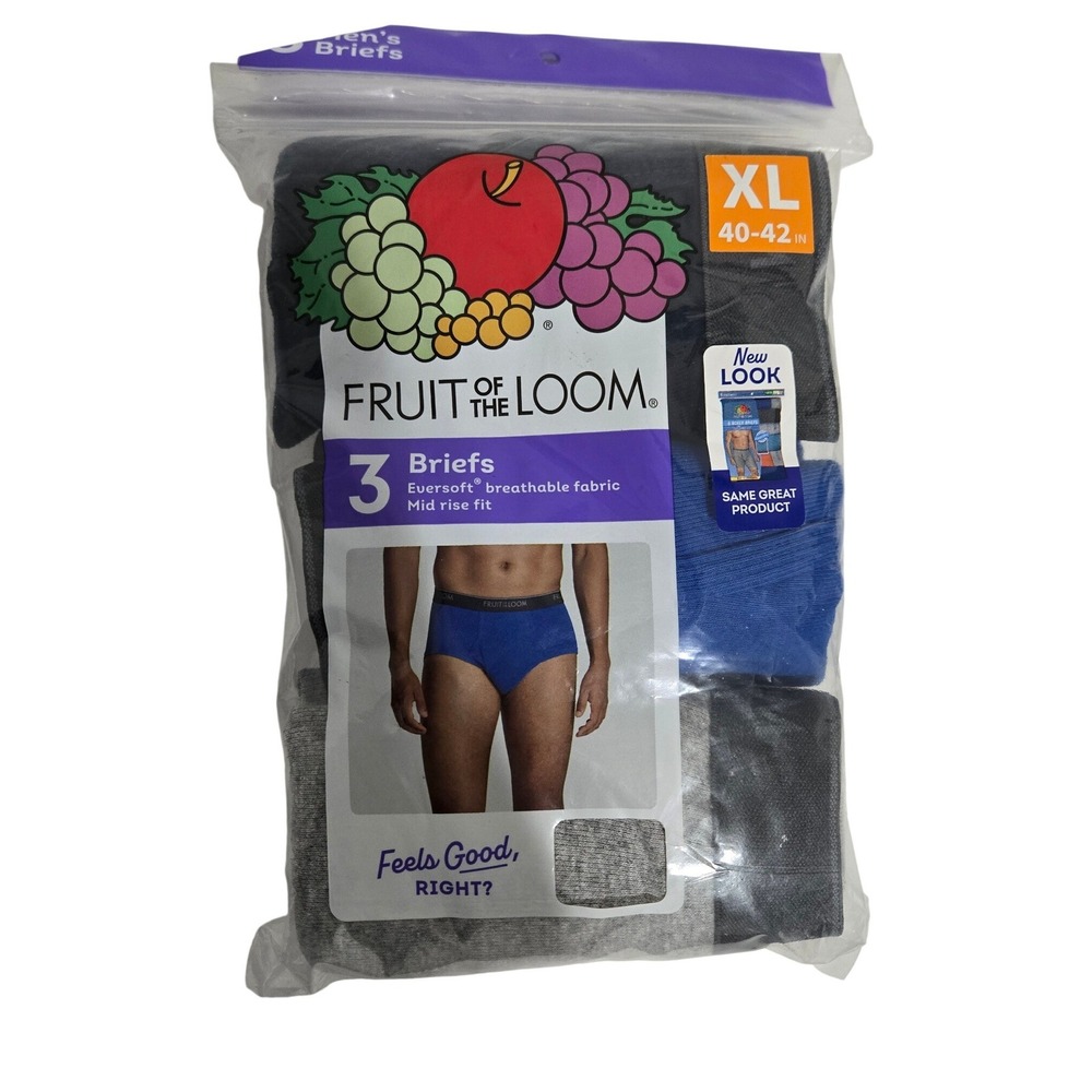 Fruit of the Loom Mens Briefs Multi Eversoft Breathable Mid Rise 3 Pack XL 40-42